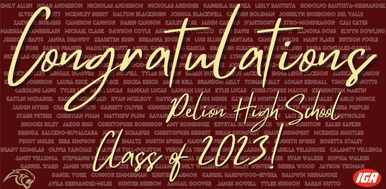 billboard picture congratulating class of 2023 with all seniors' names 